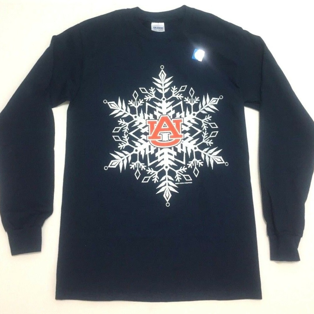 Auburn Tigers T-Shirt Navy Snowflake Graphic